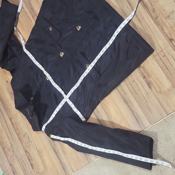 DENNIS BY DENNIS BRASSO Black Water Resistant Quilted Interior Coat Gold Buttons - Picture 11 of 15